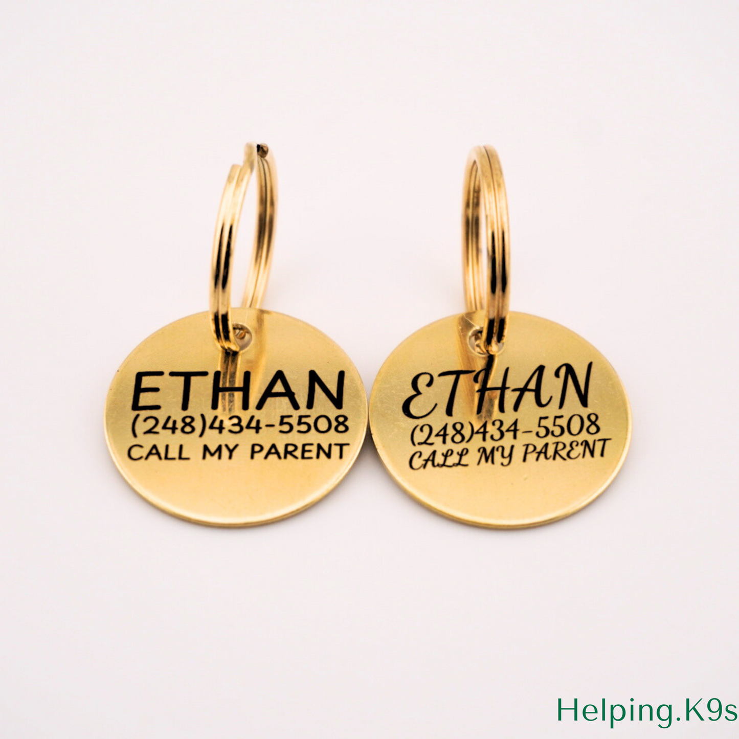 Brass Dog Tag – Personalized Round Metal Pet ID Tag, Durable Engraved Custom Tag for Dogs, Waterproof Solid Brass Circle Tag
