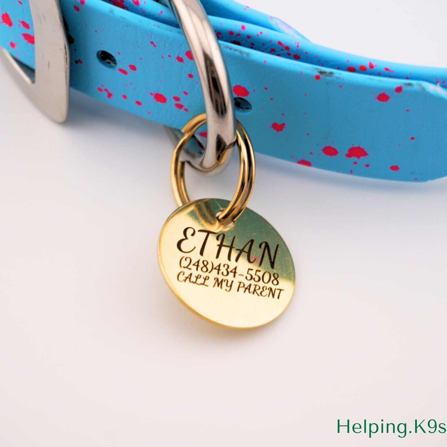 Brass Dog Tag – Personalized Round Metal Pet ID Tag, Durable Engraved Custom Tag for Dogs, Waterproof Solid Brass Circle Tag