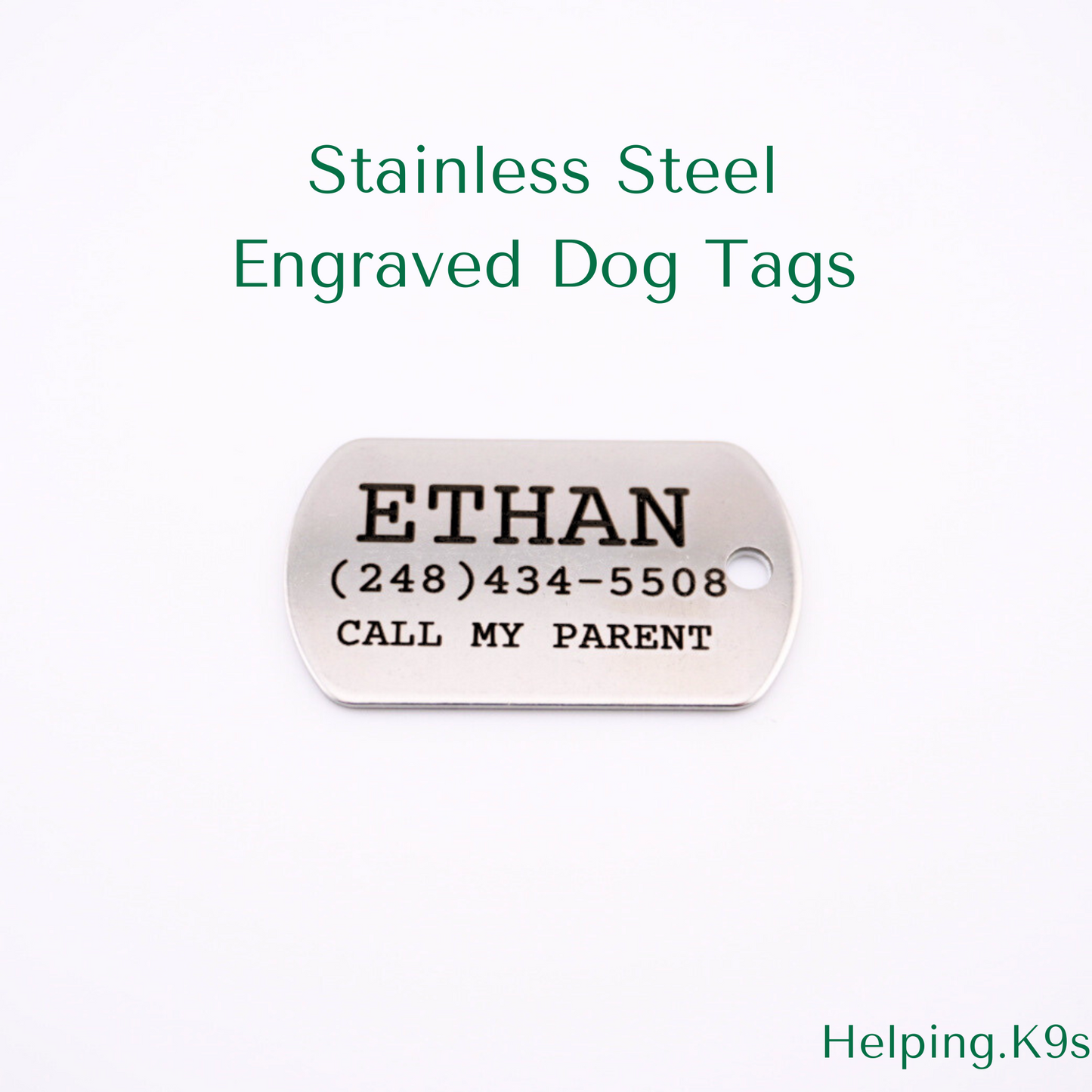 Engraved Military Style Stainless Steel Dog Tag – Personalized Durable Pet ID Tag, Waterproof Custom Name Tag for Dogs