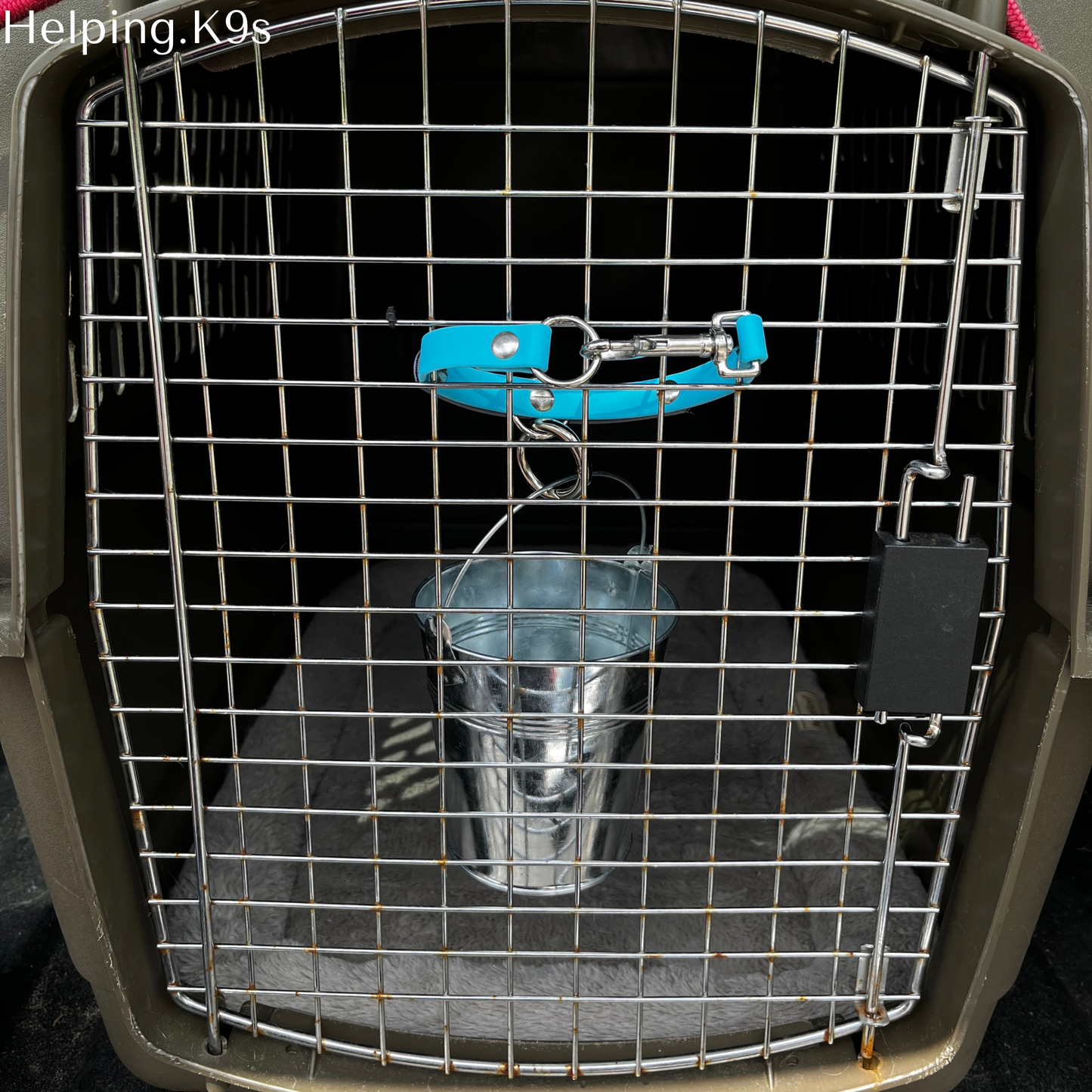 Dog Kennel Bucket Holder – BioThane® 5/8" Durable Water & Feed Pail Strap for Ruffland, Gunner & Travel Crates, Waterproof & Handmade USA