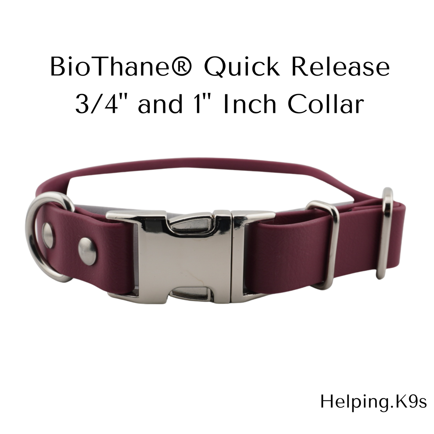 Custom Waterproof BioThane® Dog Collar – Quick Release Metal Buckle, Durable & Odor-Proof – 3/4" or 1" Wide