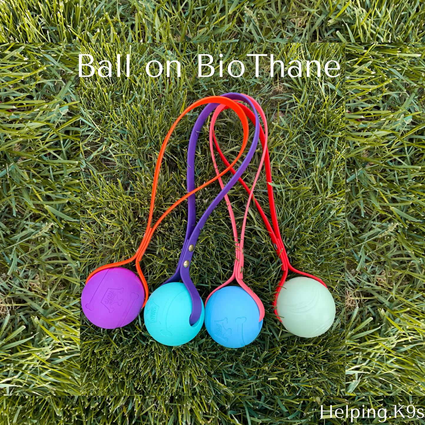 Ball on BioThane® Tug Toy – Dog Engagement & Reward Toy, Chew King® Ball with BioThane Handle, Waterproof & Durable, Handmade in USA