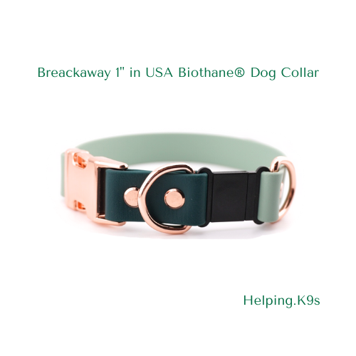 Breakaway BioThane® Dog Collar – 1" Waterproof Safety Collar with Quick Release Buckle, Custom Two-Color Design, Handmade in USA