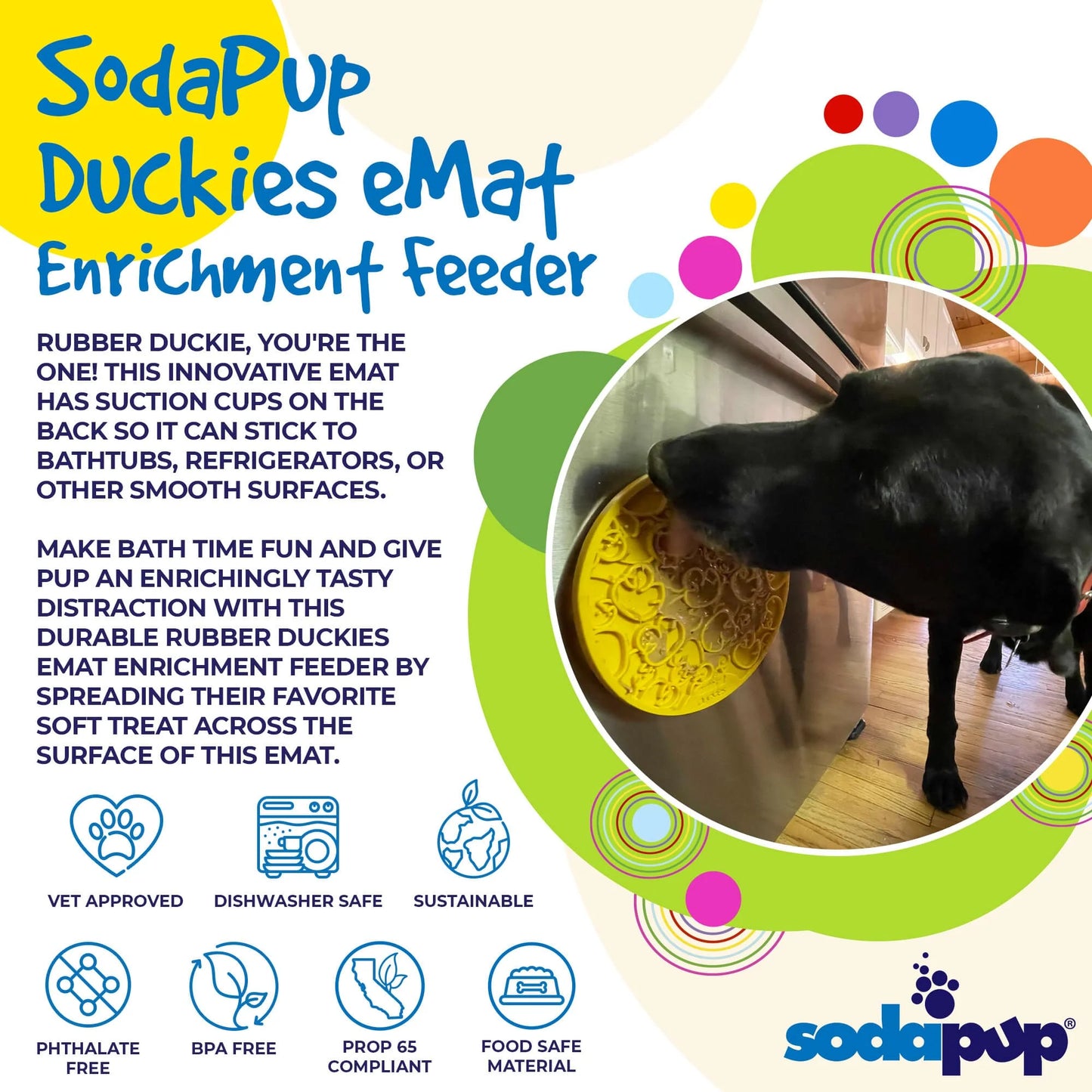 SODA PUP Duckies Design eMat Enrichment Lick Mat With Suction Cups