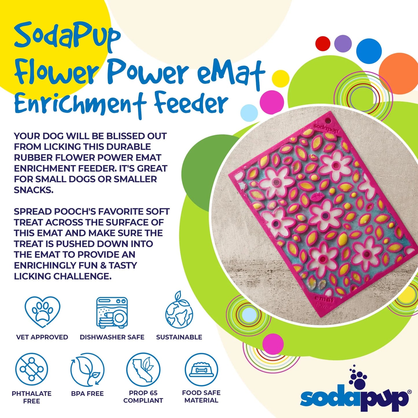 SODA PUP Flower Power Design eMat Enrichment Lick Mat