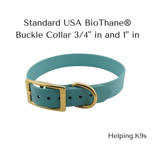 Standard BioThane® Dog Collar – Waterproof & Odor-Proof Adjustable Collar, Brass Hardware, 3/4" or 1" Wide, Handmade in USAlar