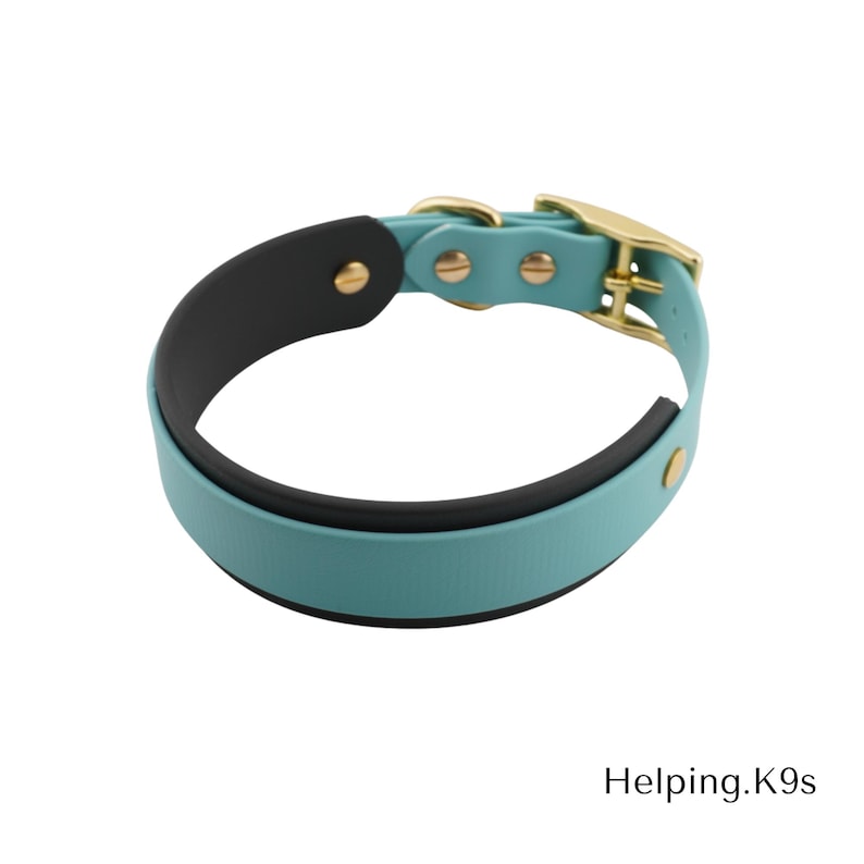 1.5" Tapered BioThane® Dog Collar – Wide, Waterproof & Odor-Proof Working Dog Collar with Brass Hardware, Custom Two-Tone, Handmade in USA