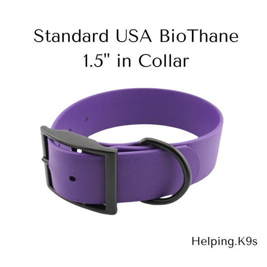 Standard 1.5" BioThane® Dog Collar – Wide, Waterproof & Odor-Proof Adjustable Collar with Brass Hardware, Handmade in USA