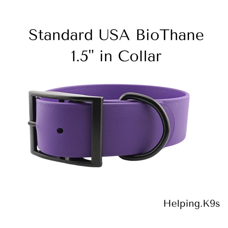 Standard 1.5" BioThane® Dog Collar – Wide, Waterproof & Odor-Proof Adjustable Collar with Brass Hardware, Handmade in USA