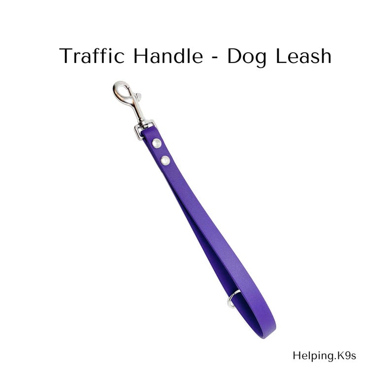Short BioThane® Leash Handle – Waterproof Traffic Handle & Leash Extender, 5/8" or 3/4" Wide, Custom Color with Brass Hardware, Handmade in US