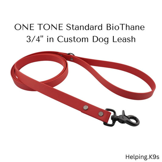 One-Tone BioThane® Dog Leash – Custom Waterproof & Odor-Proof Leash, 3/4" Wide with Brass Hardware, Handmade in USA