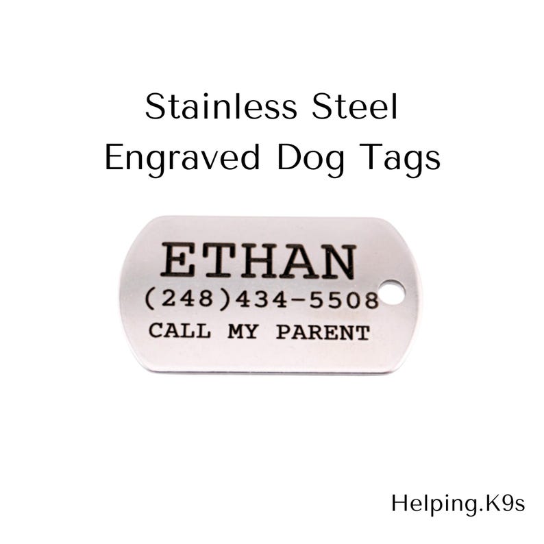 Engraved Military Dog Tag – Personalized Stainless Steel Pet ID Tag, Durable & Waterproof Custom Name Tag for Dogs