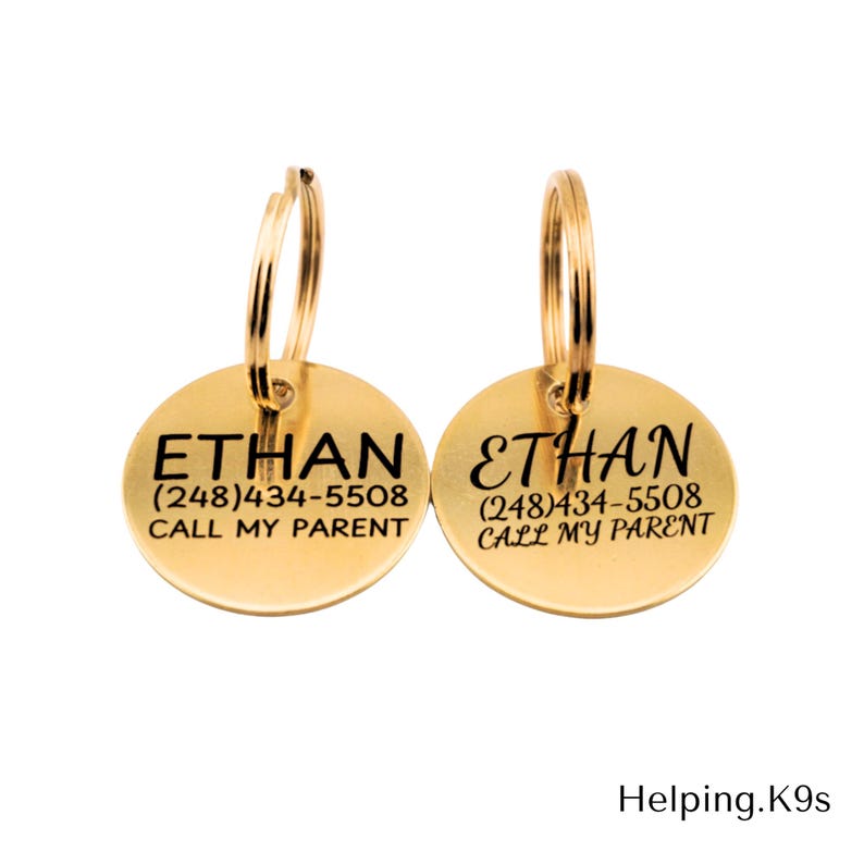 Brass Dog Tag – Personalized Round Metal Pet ID Tag, Durable Engraved Name Tag for Dogs, Solid Brass Circle Tag, Waterproof & Custom