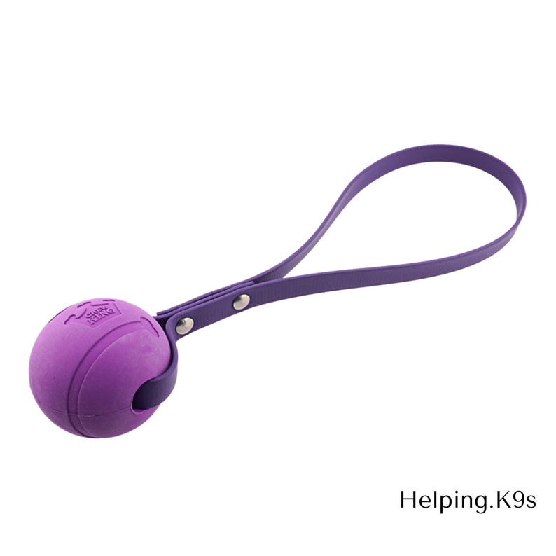 Ball on BioThane® Tug Toy – Dog Engagement & Reward Toy, Chew King® Ball with BioThane Handle, Waterproof & Durable, Handmade in USA