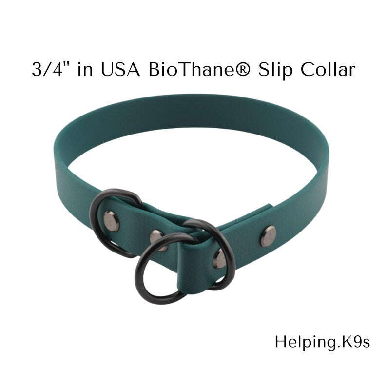 3/4" BioThane® Slip Collar – Waterproof & Odor-Proof Custom Training Collar for Small & Medium Dogs, Brass Hardware, Handmade in USA