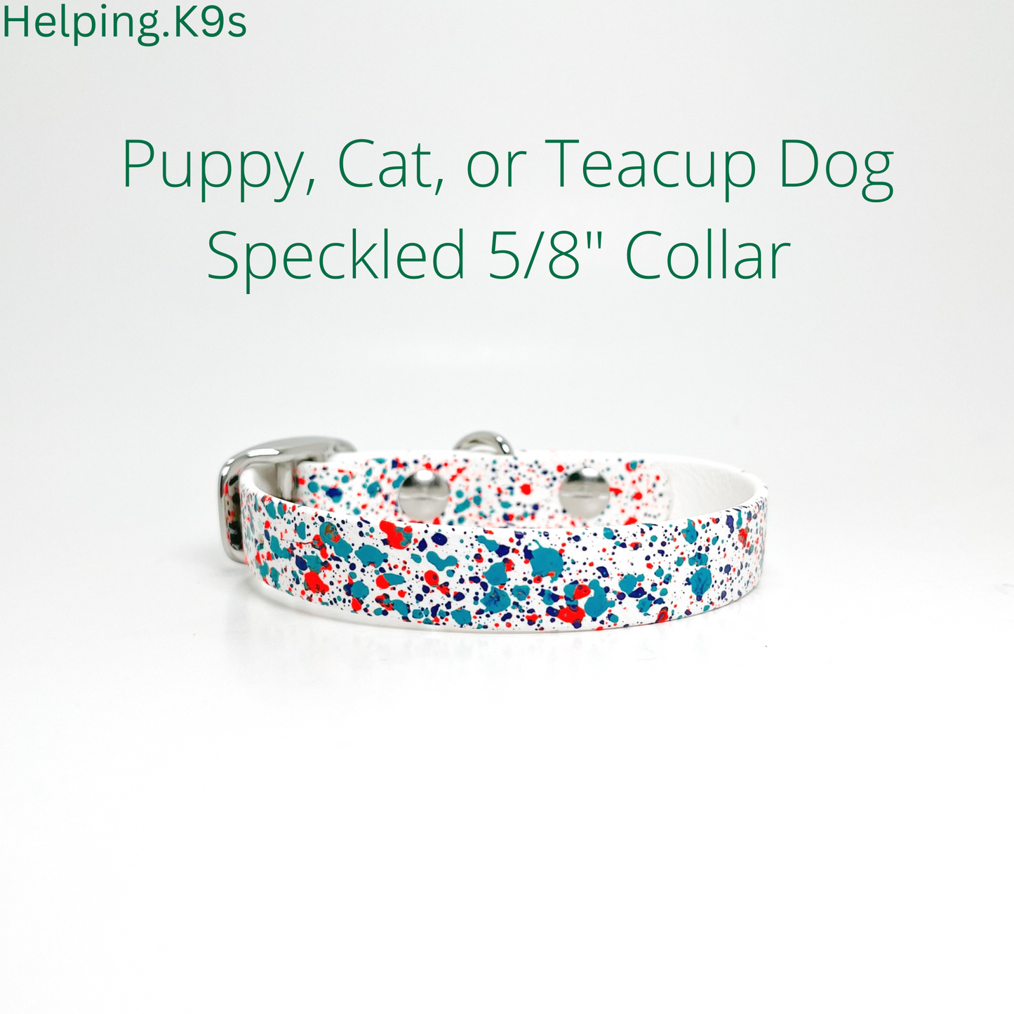 Puppy, Cat or Teacup Dog Speckled 5/8" Collar Stinkproof and Waterproof USA Biothane