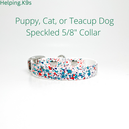 Puppy, Cat or Teacup Dog Speckled 5/8" Collar Stinkproof and Waterproof USA Biothane