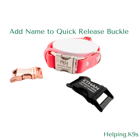 Add Name and Number to my Quick Release Buckle Add-On, Engraving Add-On, Dog Tag Add-On
