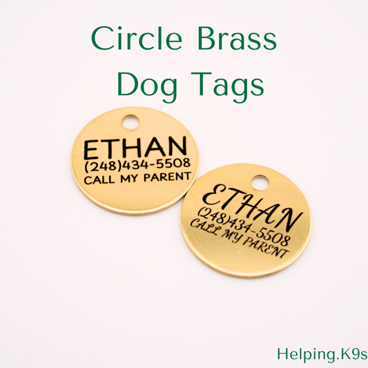 Brass Dog Tag – Personalized Round Metal Pet ID Tag, Durable Engraved Custom Tag for Dogs, Waterproof Solid Brass Circle Tag