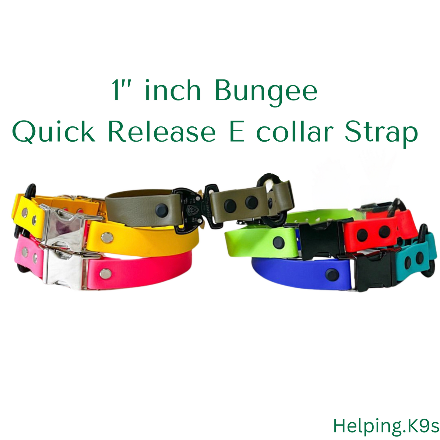 1" inch Quick Release Bungee E collar, USA BioThane, for Dogtra, Garmin, E collar Technologies and more