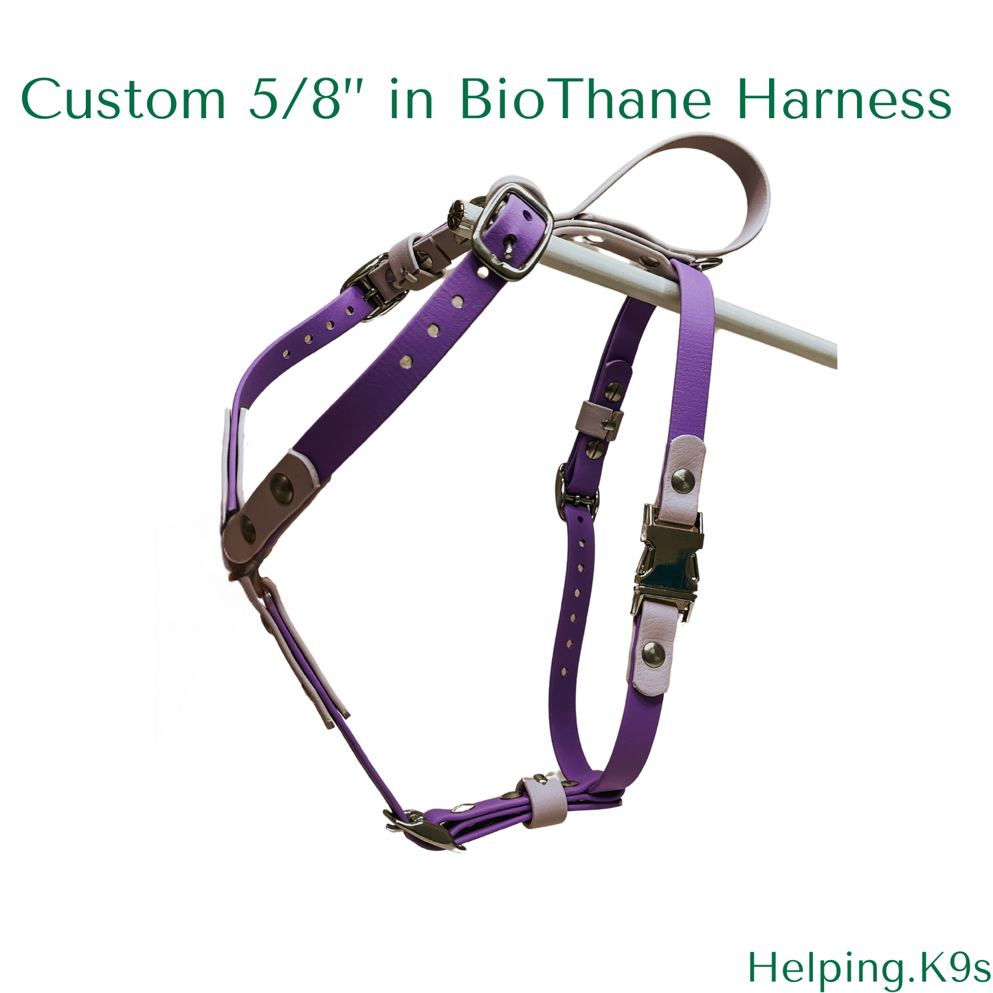 Custom 5/8” in USA BioThane Harness, Waterproof, Multipurpose Dog Harness