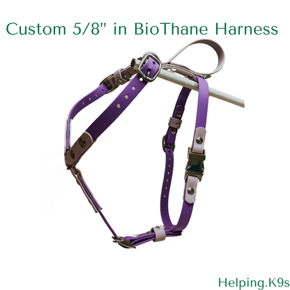 Custom 5/8” in USA BioThane Harness, Waterproof, Multipurpose Dog Harness