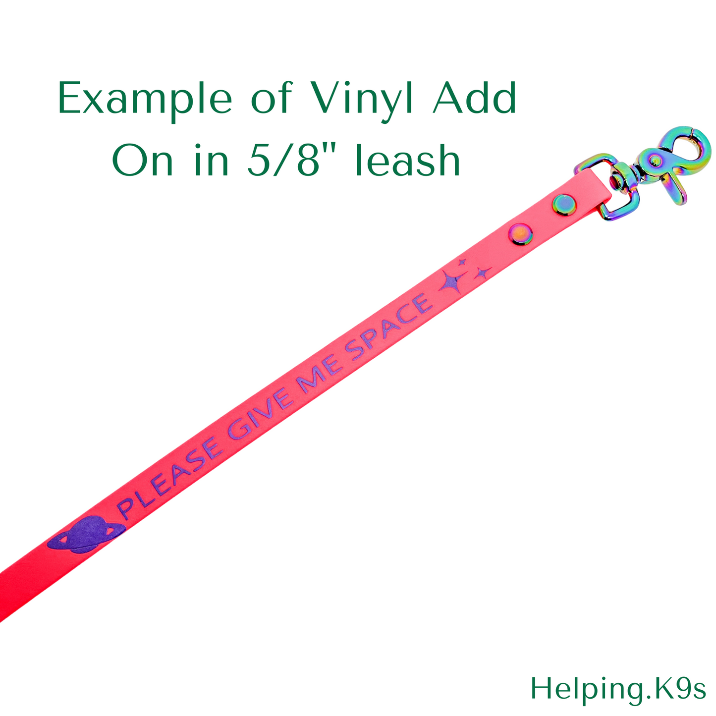 Vinly Lettering Desing Leash or Collar Add On