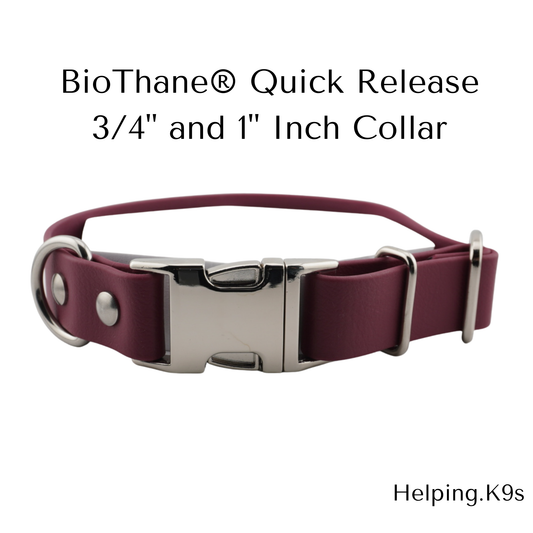 Customizable Waterproof Biothane Dog Collar with Quick Release Metal Buckle - 3/4" or 1" Wide
