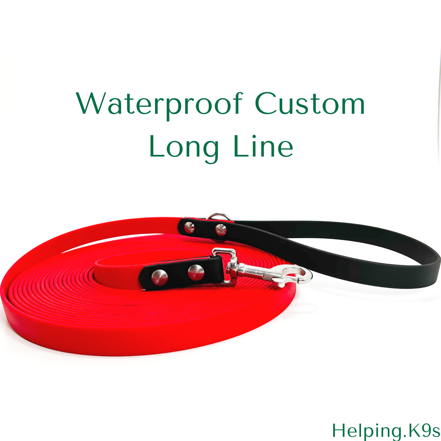 Long Dog Leash / 10 to 50 Feet Custom Waterproof Training Lead / 5/8” BioThane Training Dog Leash / Tracking, Hiking, Recall Dog Leash