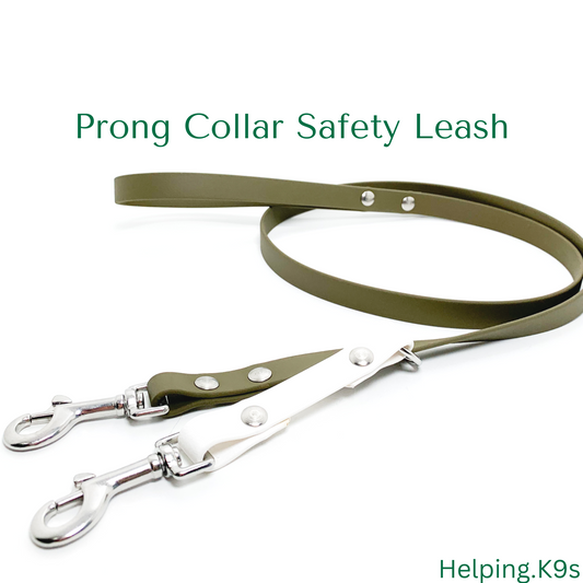Waterproof Prong Collar Safety Leash, USA BioThane 5/8" inch, Multiple colors and hardware options avaliable