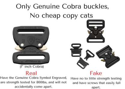 Adjustable Waterproof Tactical 1” inch Dog Collar COBRA Buckle Dog Collar