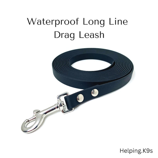 ong BioThane® Dragline Dog Leash – Custom Waterproof Training Lead, 10–50 ft, 5/8" Wide, Tracking & Recall Line, Handmade in USA