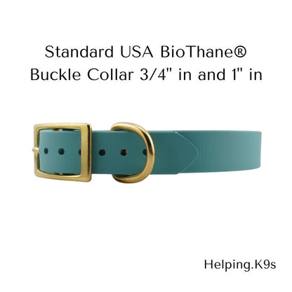 Standard BioThane® Dog Collar – Waterproof & Odor-Proof Adjustable Collar, Brass Hardware, 3/4" or 1" Wide, Handmade in USAlar