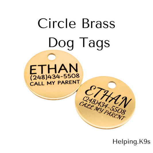 Brass Dog Tag – Personalized Round Metal Pet ID Tag, Durable Engraved Name Tag for Dogs, Solid Brass Circle Tag, Waterproof & Custom