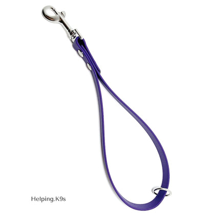 Short BioThane® Leash Handle – Waterproof Traffic Handle & Leash Extender, 5/8" or 3/4" Wide, Custom Color with Brass Hardware, Handmade in US
