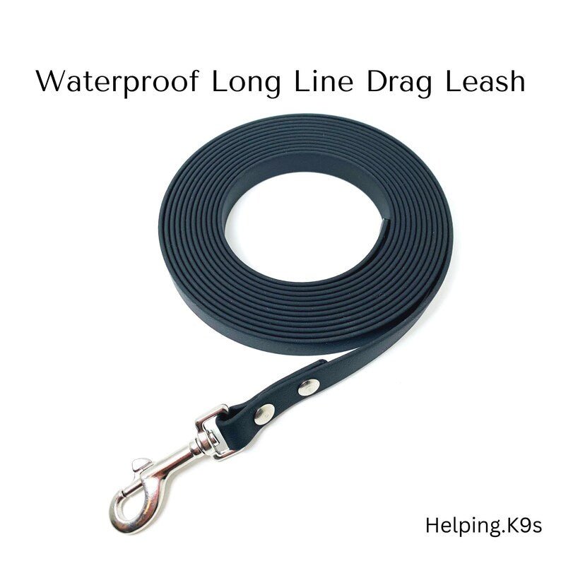 ong BioThane® Dragline Dog Leash – Custom Waterproof Training Lead, 10–50 ft, 5/8" Wide, Tracking & Recall Line, Handmade in USA