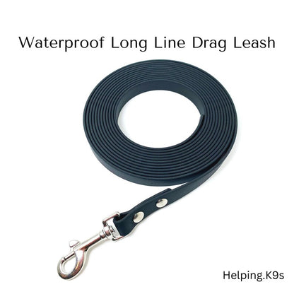 ong BioThane® Dragline Dog Leash – Custom Waterproof Training Lead, 10–50 ft, 5/8" Wide, Tracking & Recall Line, Handmade in USA