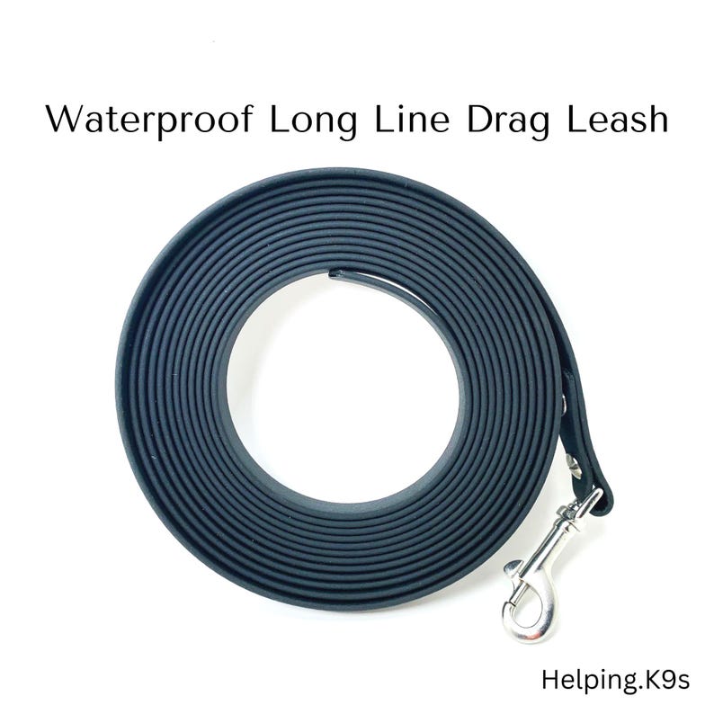 ong BioThane® Dragline Dog Leash – Custom Waterproof Training Lead, 10–50 ft, 5/8" Wide, Tracking & Recall Line, Handmade in USA