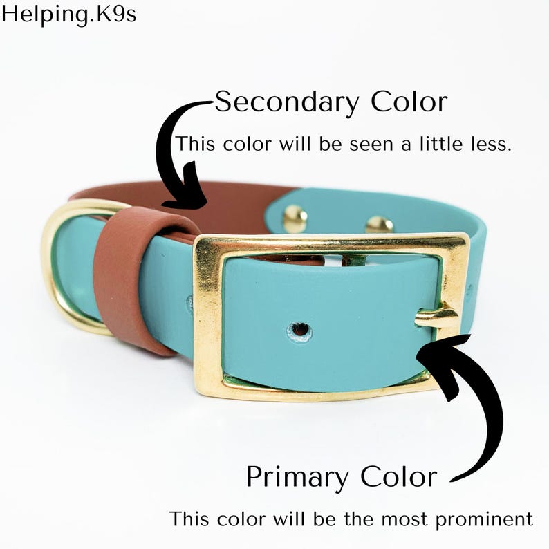 Two-Tone BioThane® Dog Collar – Waterproof, Odor-Proof & Durable Adjustable Collar, Brass Hardware, Handmade in USA