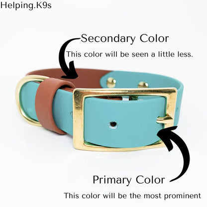 Two-Tone BioThane® Dog Collar – Waterproof, Odor-Proof & Durable Adjustable Collar, Brass Hardware, Handmade in USA
