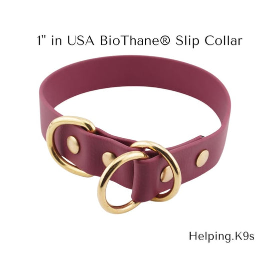 1" BioThane® Slip Collar – Waterproof & Odor-Proof Custom Training Collar with Brass Hardware, Handmade in USA