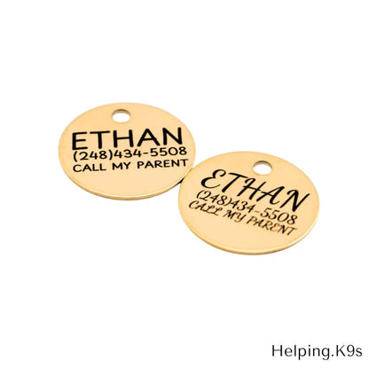 Brass Dog Tag – Personalized Round Metal Pet ID Tag, Durable Engraved Name Tag for Dogs, Solid Brass Circle Tag, Waterproof & Custom