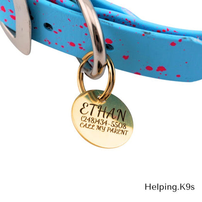 Brass Dog Tag – Personalized Round Metal Pet ID Tag, Durable Engraved Name Tag for Dogs, Solid Brass Circle Tag, Waterproof & Custom